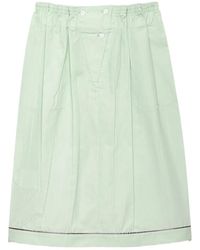 Prada - Gathered Button Midi Skirt - Lyst