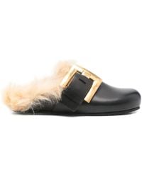 Balmain - Buckle-Detail Leather Mules - Lyst