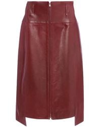 Victoria Beckham - Zip-Front Leather Skirt - Lyst
