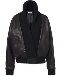 Magda Butrym - Ribbed-Knit Leather Jacket - Lyst