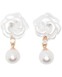 Self-Portrait - Flower Pearl Earrings - Lyst