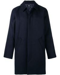 A.P.C. - Mac Auster Coat Navy In Wool - Lyst