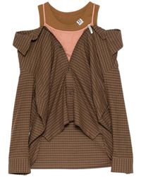 Maison Mihara Yasuhiro - Checked Cold-Shoulder Shirt - Lyst