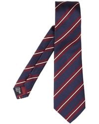Giorgio Armani - Regimental Diagonal-Stripe Logo-Embroidered Tie - Lyst