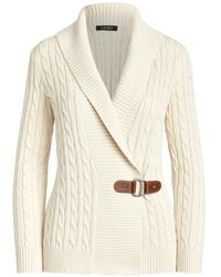 Ralph Lauren - Cable-Knit Buckle-Fastening Cardigan - Lyst