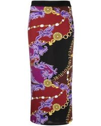 Versace - Falda midi con estampado Logo Couture - Lyst