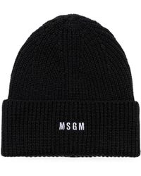 MSGM - Gerippte Beanie Mit Logo-Stickerei - Lyst