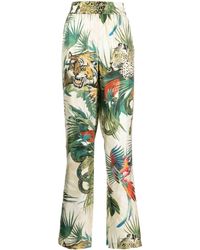 Roberto Cavalli - Jungle Print straight-legged Silk Trousers - Lyst