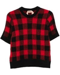 N°21 - Check Short-Sleeve Sweater - Lyst