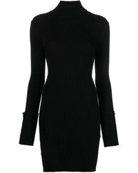 Rabanne - Robe Courte En Maille Nervurée À Coupe Courte - Lyst