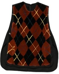 Liska - Argyle-Pattern Fur-Panel Gilet - Lyst