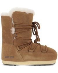 Moon Boot - Shearling-Trim Lace-Up Boots - Lyst