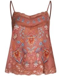 FARM Rio - Floral Print Lace Tank Top - Lyst