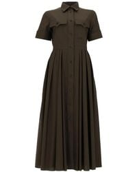 Fay - Pleated-Design Short-Sleeve Dress - Lyst