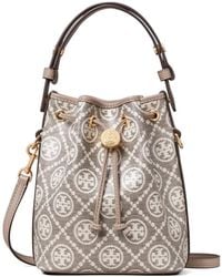 Tory Burch - T Monogram Coated-Jacquard Mini Bucket Bag - Lyst
