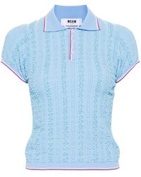 MSGM - Ribbed Polo Top - Lyst