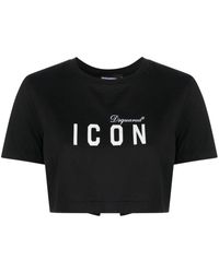 DSquared² - T-shirt crop en coton à imprimé Icon - Lyst