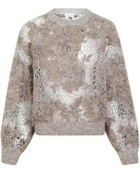 Brunello Cucinelli - Whispering Bloom Embroidery Sweater - Lyst