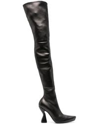 Lanvin - 100Mm Leather Thigh-High Boots - Lyst