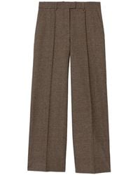Burberry - Check Wool-Linen-Blend Tailored Trousers - Lyst