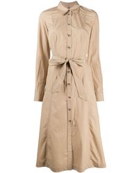 Tommy Hilfiger Blousejurk Met Ceintuur - Bruin