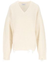 AMISH - V-Neck Distressed Jumper - Lyst
