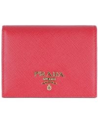 Prada - Small Saffiano Leather Wallet - Lyst