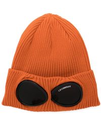 C.P. Company - Goggles-Detail Ribbed Beanie ( Flame) - Lyst