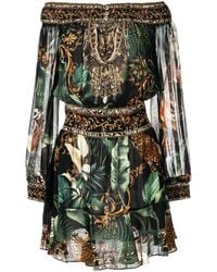 CAMILLA - Easy Tiger Print Off-Shoulder Mini Dress - Lyst