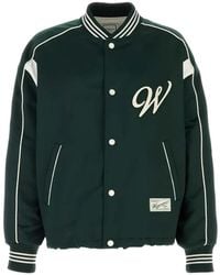 WOOYOUNGMI - Bottle Green Satin Bomber Jacket - Lyst