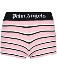Palm Angels - Striped Shorts With Logo - Lyst