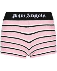Palm Angels - Striped Shorts With Logo - Lyst