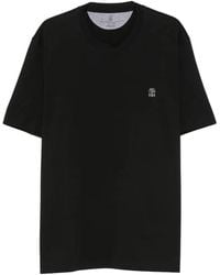 Brunello Cucinelli - Logo-Embroidered T-Shirt - Lyst