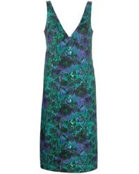 Plan C - Floral-print Sleeveless Midi Dress - Lyst
