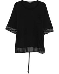Ann Demeulemeester - Striped-Trim Rear-Tie T-Shirt - Lyst
