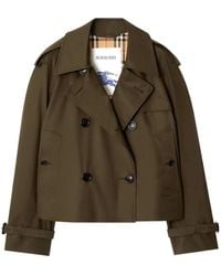 Burberry - Double-Breasted Cropped Trench Jacket - Lyst