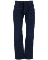 Gucci - Cotton Denim Pants With Embroidery - Lyst