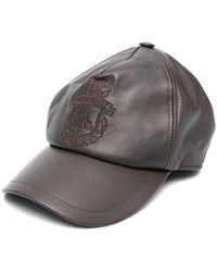 Billionaire - Logo-embroidery Leather Cap - Lyst