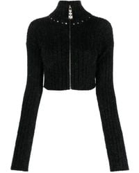 Alessandra Rich - Embellished Ribbed-knit Cardigan - Lyst