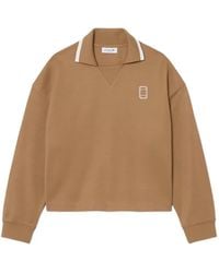 Lacoste - Oversized Polo Collar Piqué Sweatshirt - Lyst