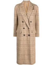 Brunello Cucinelli - Plaid Double-breasted Coat - Lyst