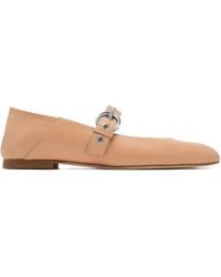 Stuart Weitzman - Buckle-Strap Eyelet Ballet Flats - Lyst