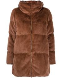 Herno - Jas Met Capuchon Van Imitatiebont - Lyst