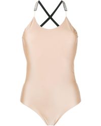 Oséree Metallic Crew Neck Bodysuit - Black