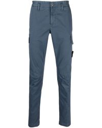 Stone Island - Mid-rise Cotton Skinny Trousers - Lyst