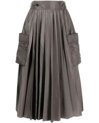 Sacai - Pleated Midi Skirt - Lyst
