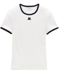 Courreges - Katoenen T-Shirt Met Contrasterende Afwerking - Lyst