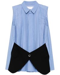 Sacai - Blouse Sans Manches À Empiècements Plissés - Lyst