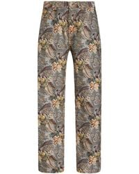 Etro - Gerade Jeans mit Blumen-Jacquardmuster - Lyst
