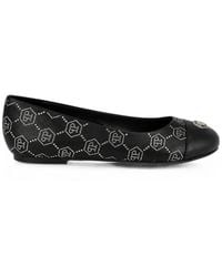 Philipp Plein - Nappa-Leather Ballerina Flats Monogram Strass - Lyst